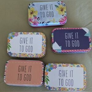 Floral and Geometric 'Give It to God' Tin Set